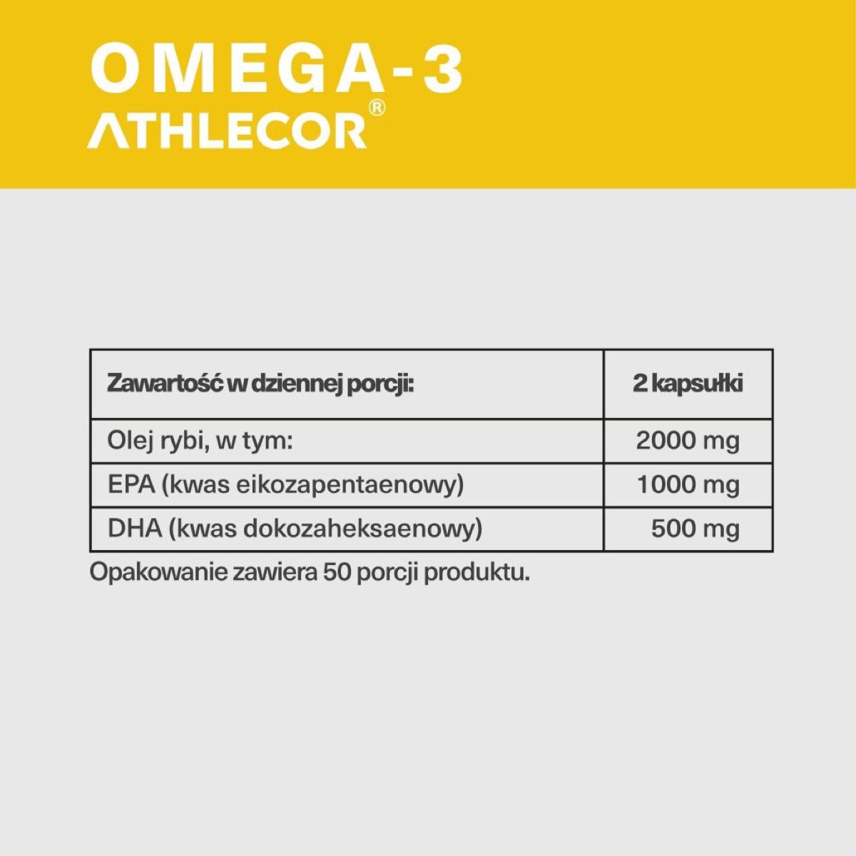 Tabela wartości odżywczych ATHLECOR Omega-3