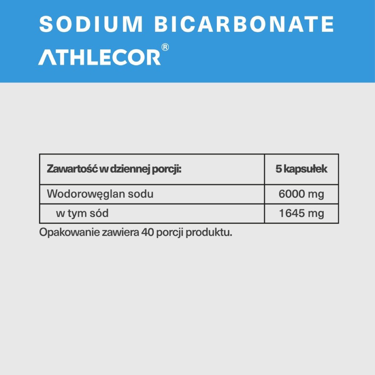Tabela wartości odżywczych ATHLECOR Sodium Bicarbonate