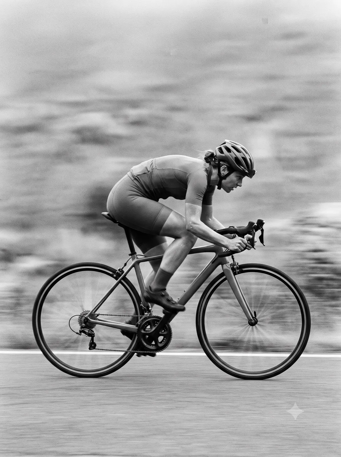 Road cyclist, black and white shot
