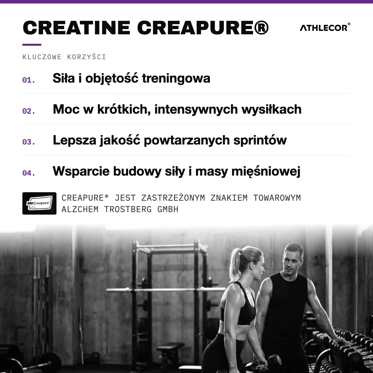 Kluczowe korzyści: Creatine Creapure®